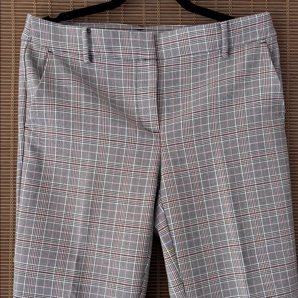 LOFT Riviera Slim Gray Plaid Trousers Workwear Office Casual Chic - Like New.